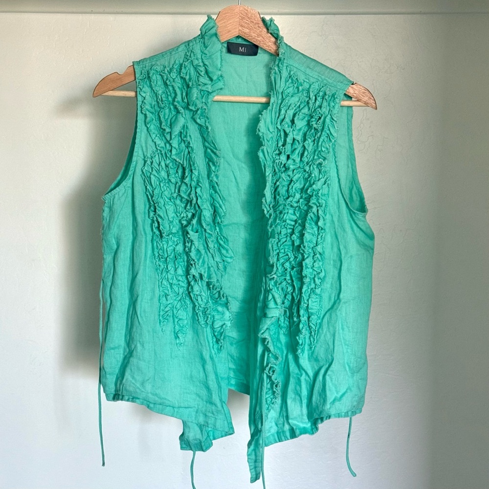 Handmade wrapped linen sleeveless shirt